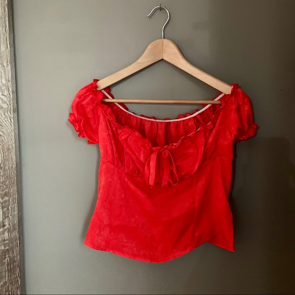 SHEIN red bustier crop top - Picture 1 of 2